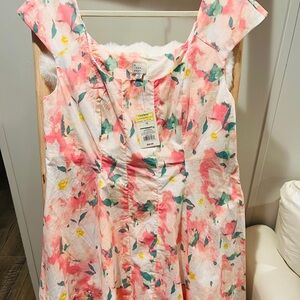 a new day Pink Floral Midi Dress with Green Accents